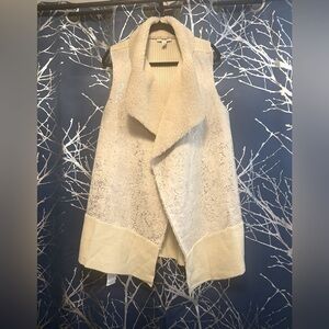 Vintage America Cream faux leather Knit Cardigan